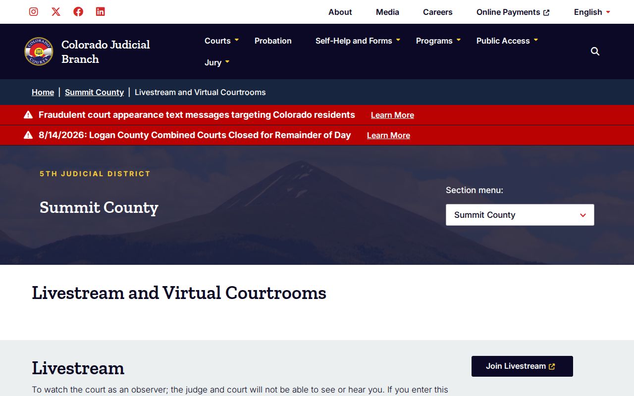 Summit County court docket virtual courtroom listings