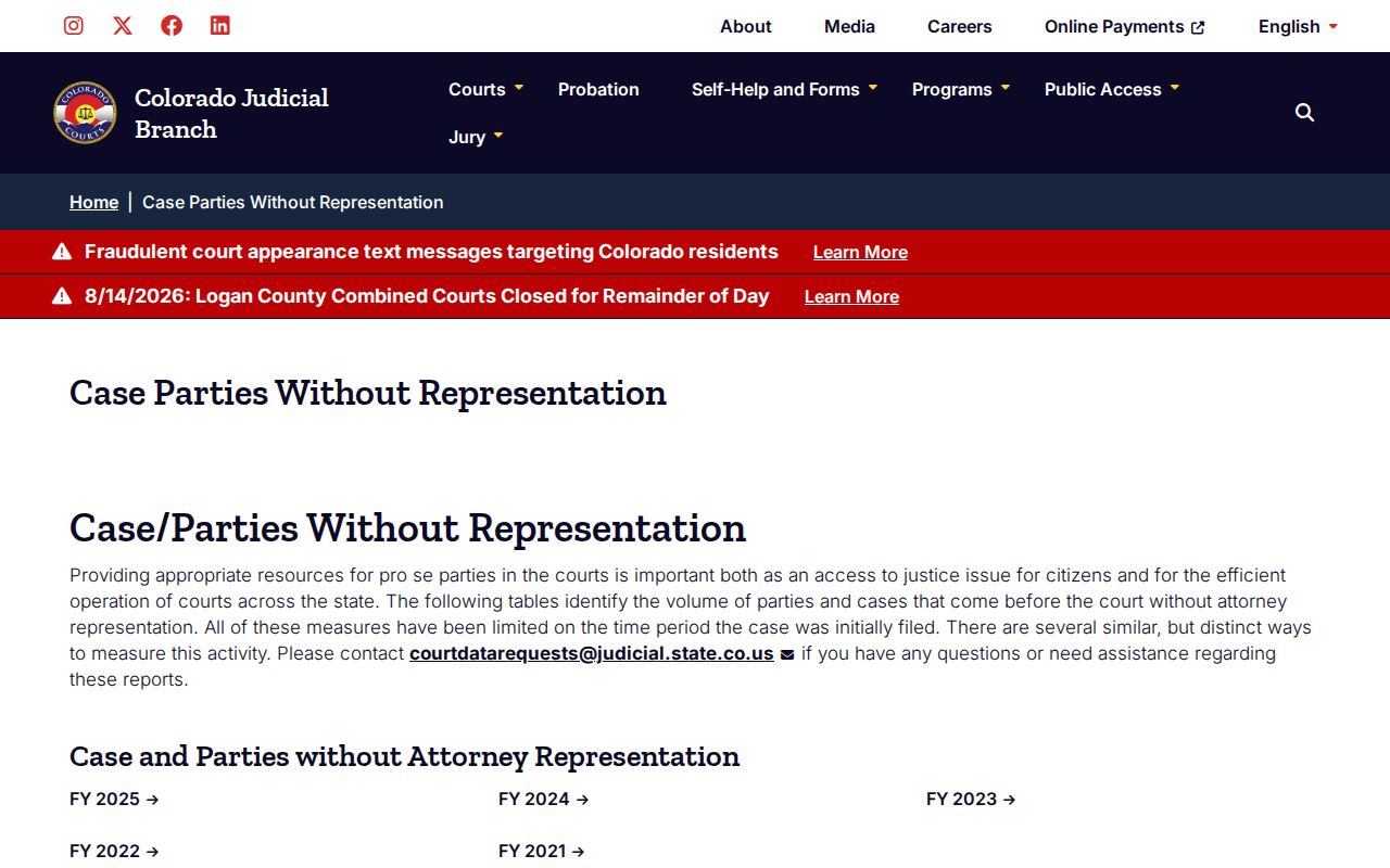 Summit County civil docket context from Colorado self-represented party reports